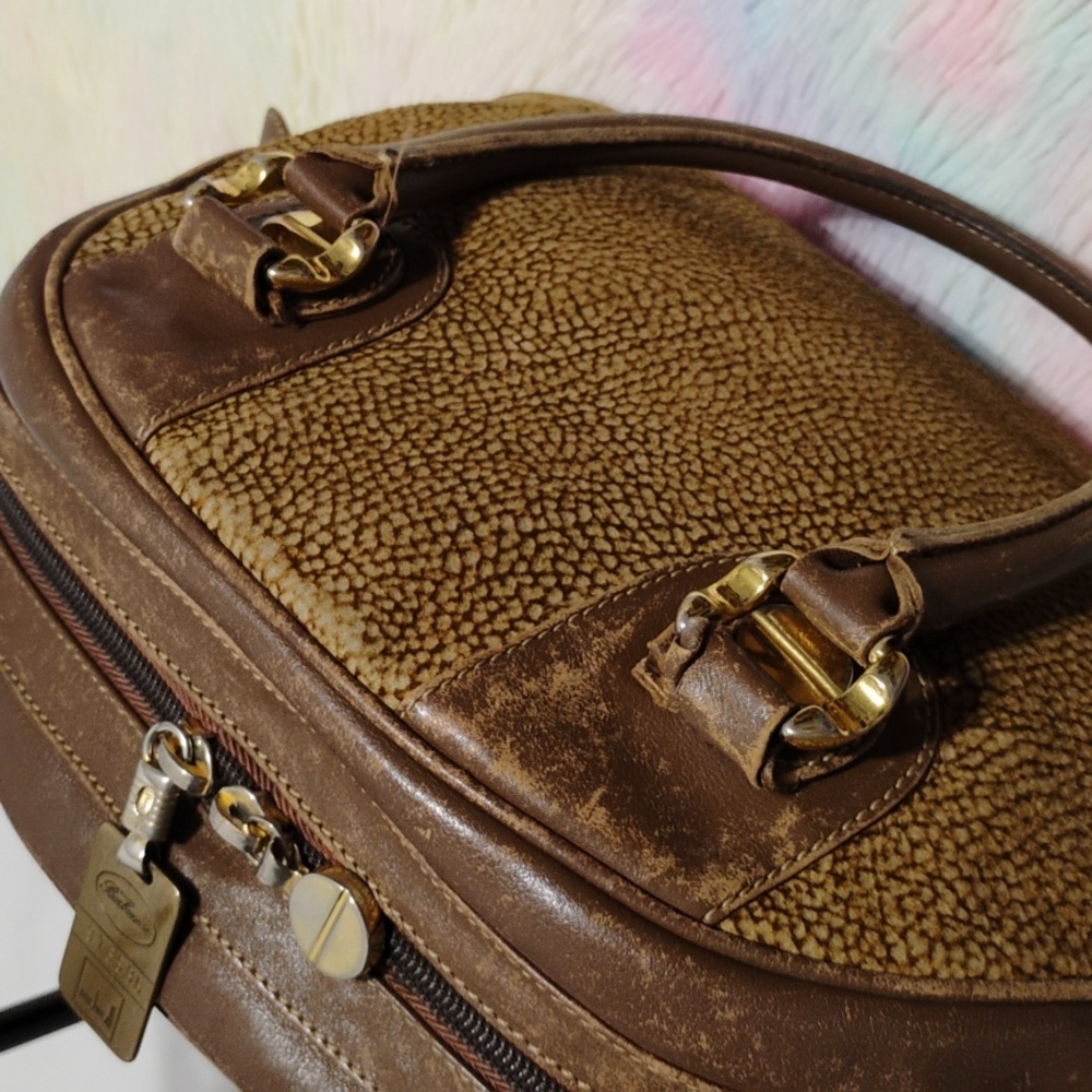 Borbonese Red Wall Quail Pattern Vintage Handbag - image 7